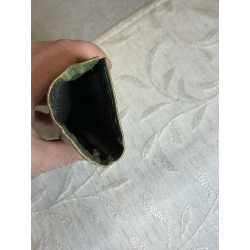 Vintage Green sunglass case dual-snap visor design. Leather With Silver Tone MCM